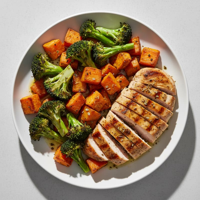 Grilled Turkey Breast with Roasted Sweet Potato and Broccoli