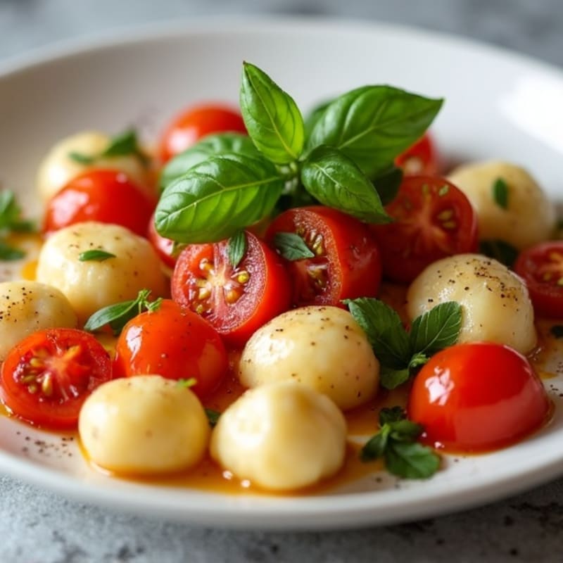Ricotta Gnocchi with Blistered Tomatoes and Fresh Basil
