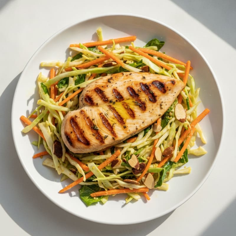 Grilled Chicken Breast with Crunchy Cabbage Slaw