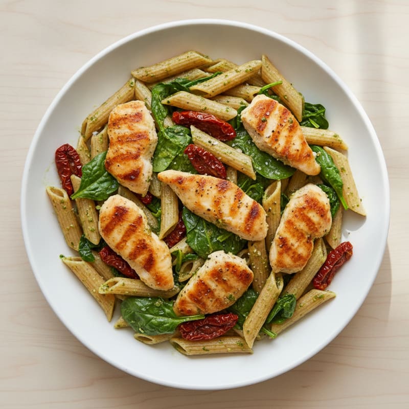 Pesto Chicken Pasta with Sun-Dried Tomatoes