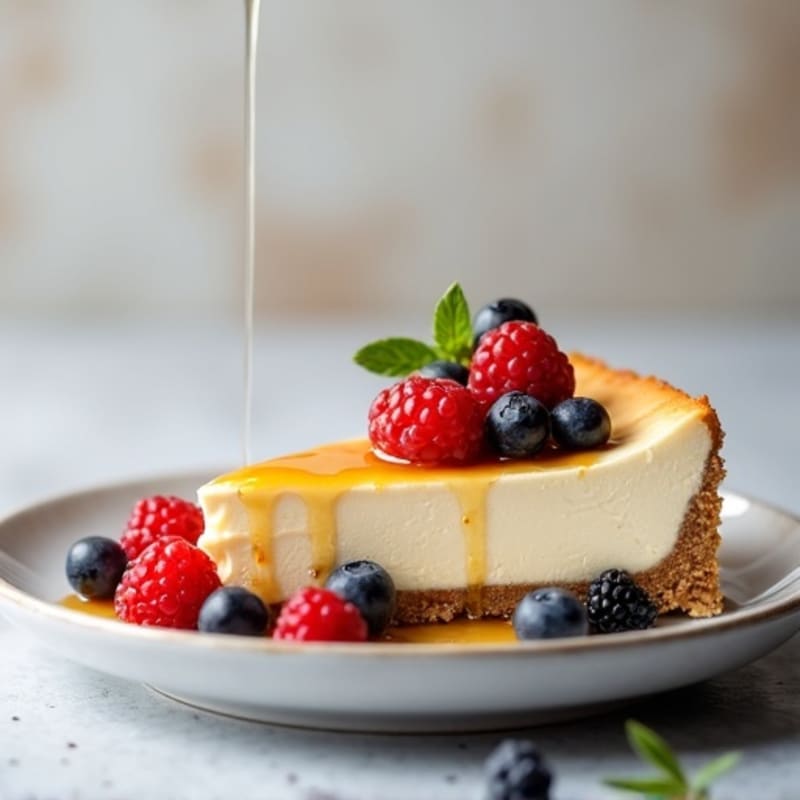 Greek Yogurt Protein Cheesecake with Mixed Berries