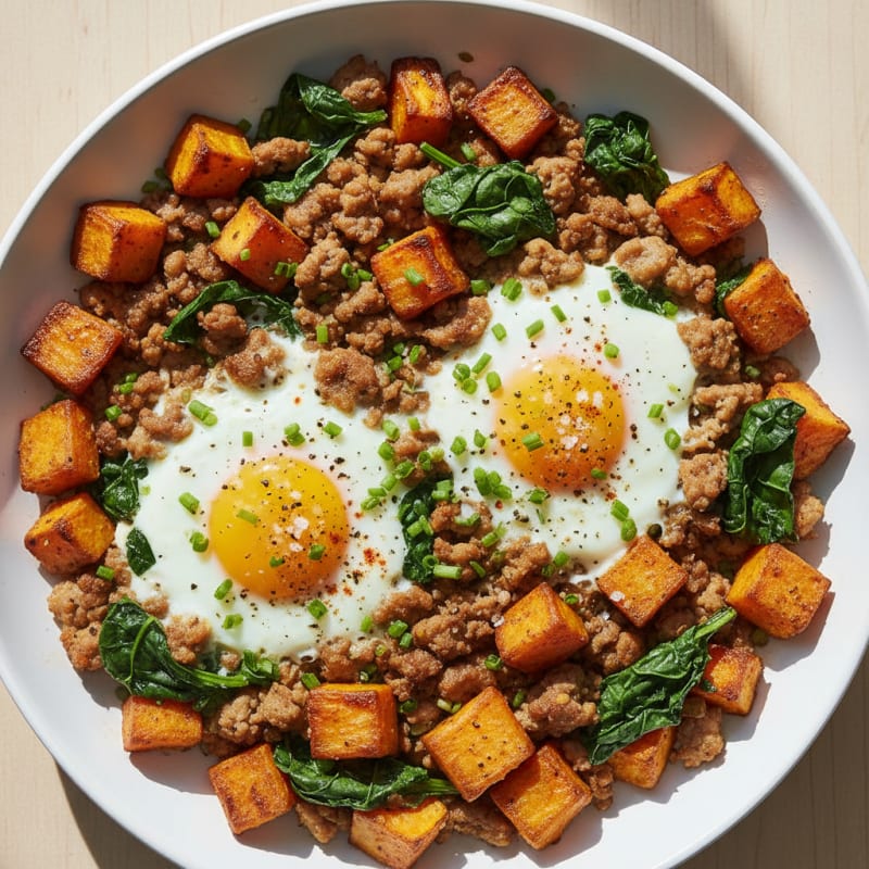 Baked Eggs with Roasted Sweet Potatoes