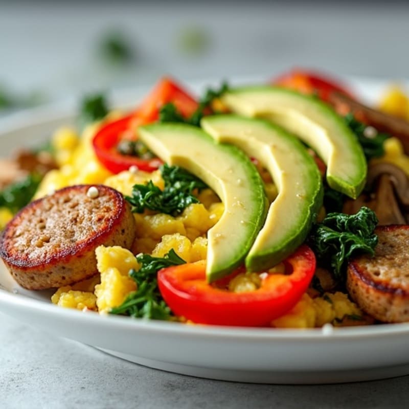 Egg White Veggie Scramble with Turkey Sausage