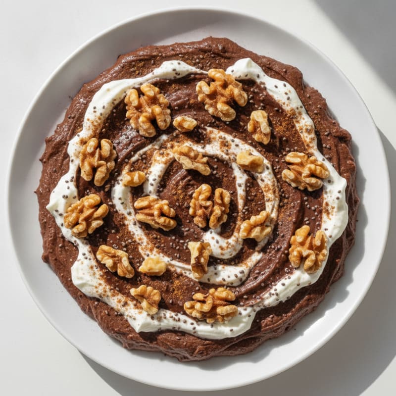 Silky Chocolate Protein Pudding with Toasted Walnuts