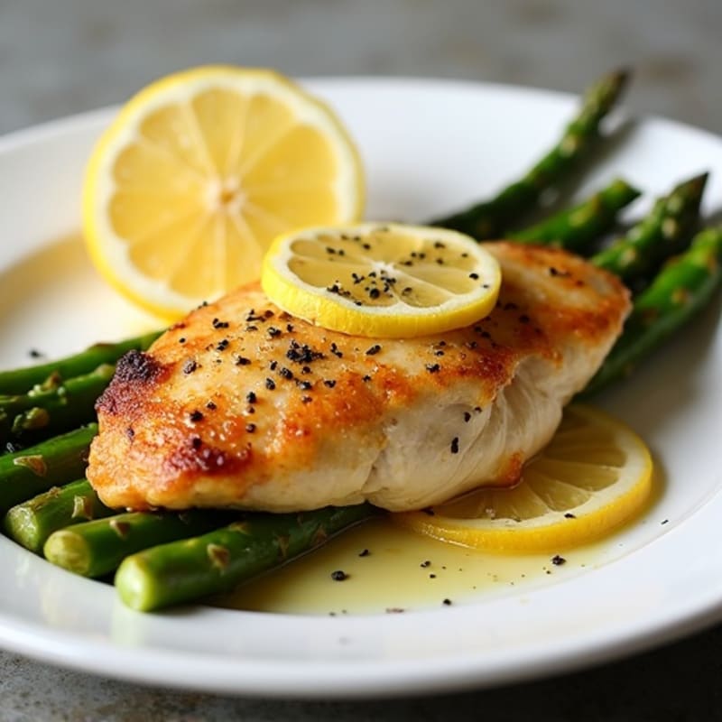 Pan-Seared Lemon Garlic Chicken with Roasted Asparagus
