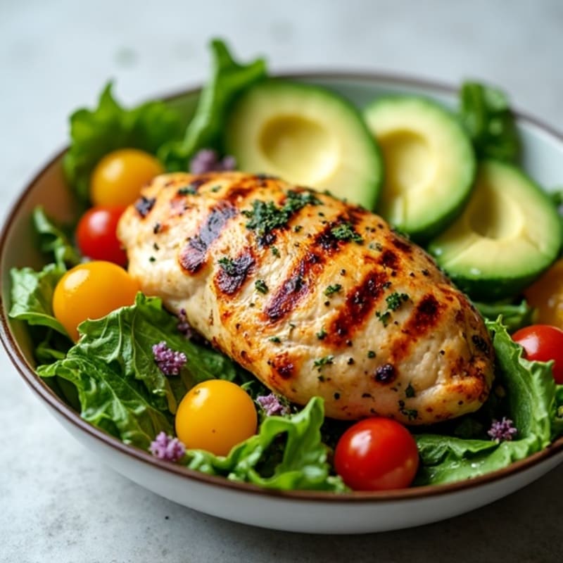 Grilled Lemon Herb Chicken Salad with Mixed Greens