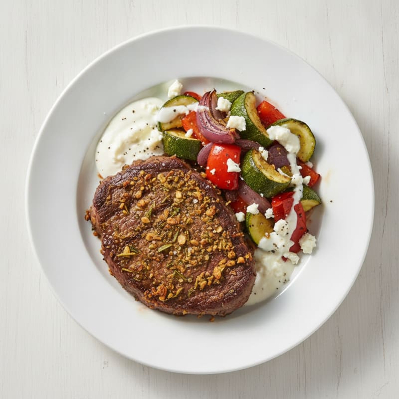 Herb-Crusted Beef Sirloin with Roasted Vegetables