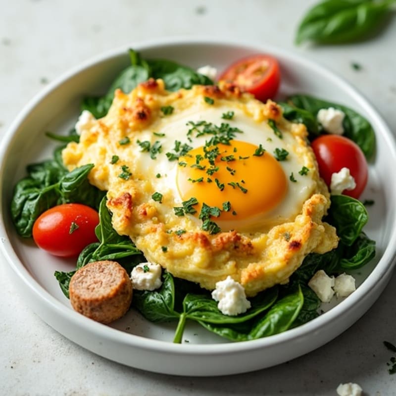 Egg White and Turkey Sausage Scramble with Spinach and Feta