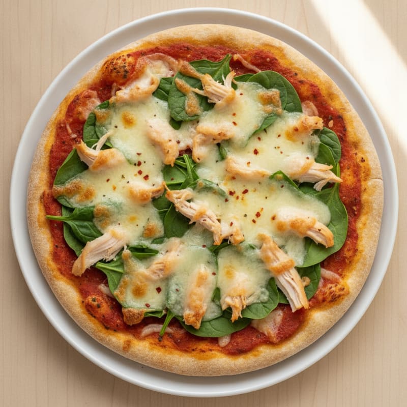 Chicken and Spinach Pizza with Whole Wheat Crust