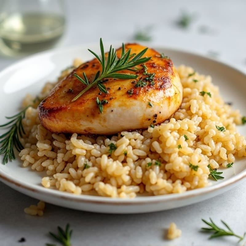 Herb-Roasted Chicken with Garlic Lemon Rice