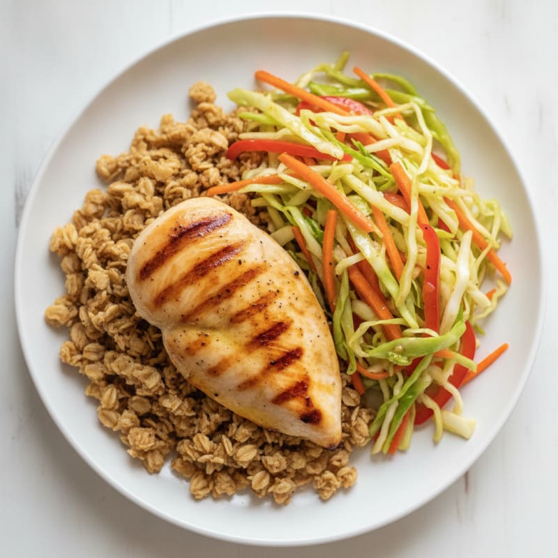 Grilled Chicken Breast with Crunchy Vegetable Slaw