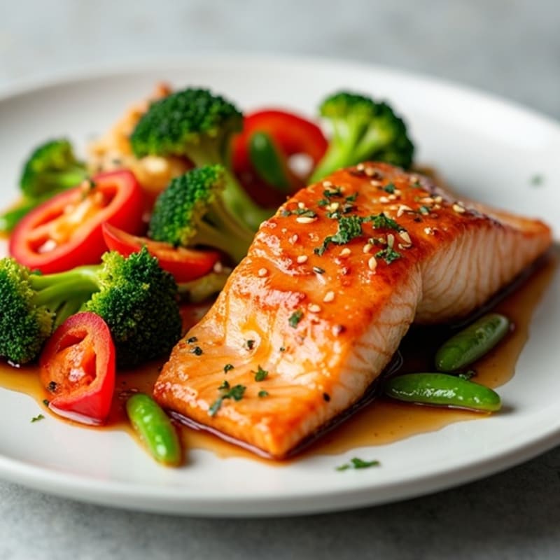 Honey-Ginger Glazed Salmon with Sesame Vegetables