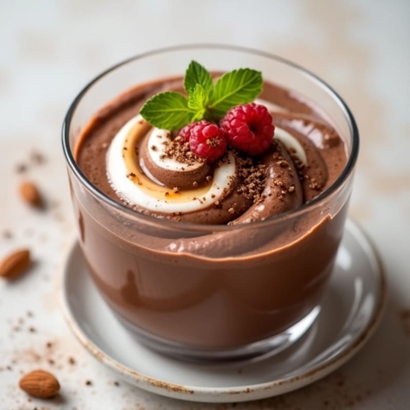 Chocolate Protein Pudding with Almond Butter Swirl