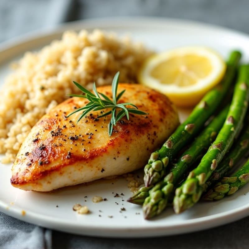 Lemon Herb Roasted Chicken with Crispy Asparagus