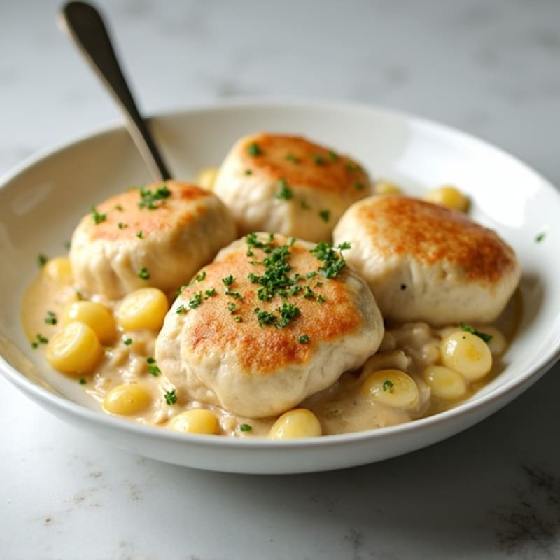Creamy Chicken with Fluffy Herb Dumplings