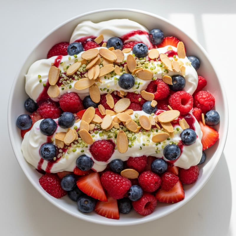 Greek Yogurt Protein Parfait with Mixed Berries