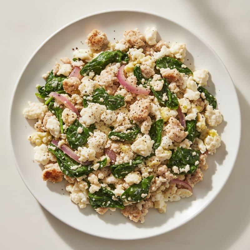 Egg White and Turkey Spinach Scramble