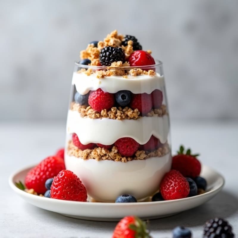 Greek Yogurt Protein Parfait with Mixed Berries