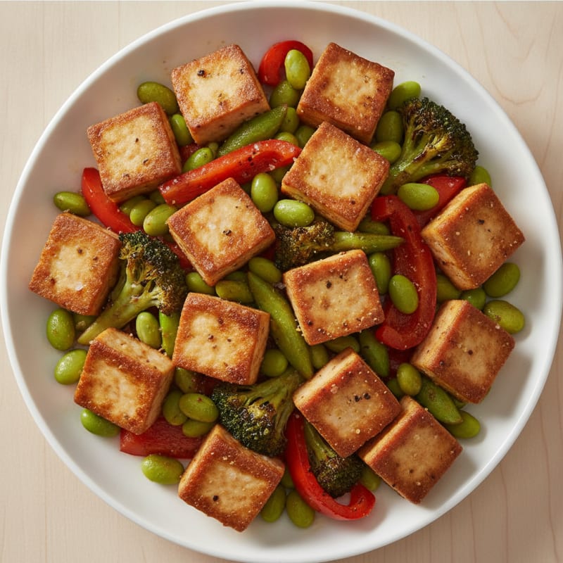Pan-Seared Tofu with Roasted Vegetables