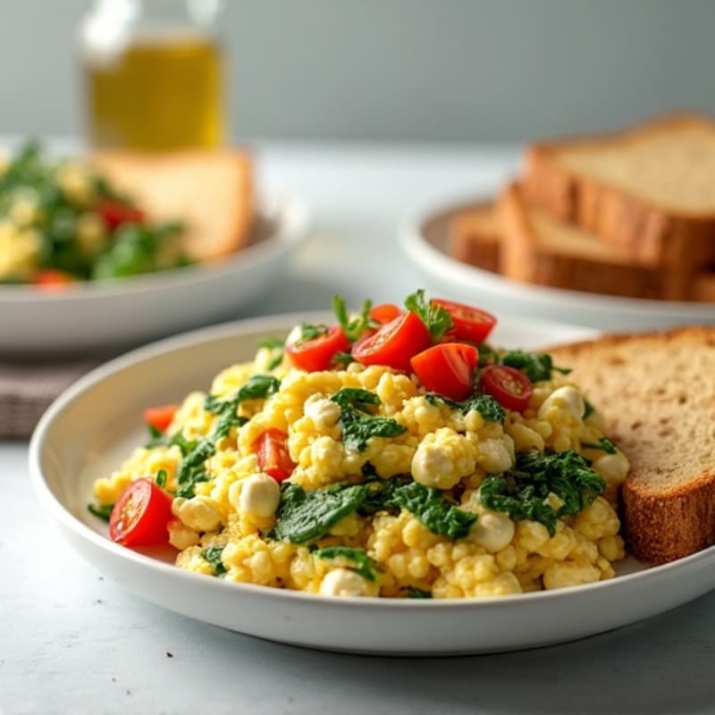 Egg White and Spinach Scramble with Cottage Cheese
