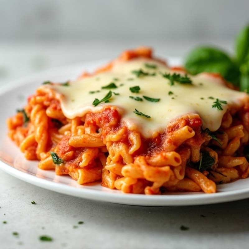 Cheesy Lean Ground Turkey Baked Ziti with Spinach