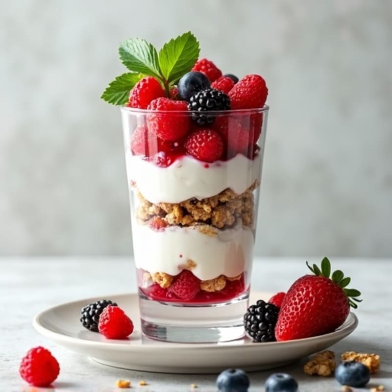 Greek Yogurt Parfait with Mixed Berries and Almond Butter
