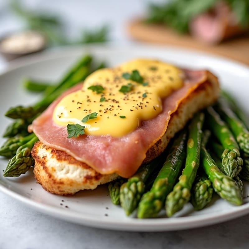 Lean Ham and Melted Swiss with Roasted Asparagus