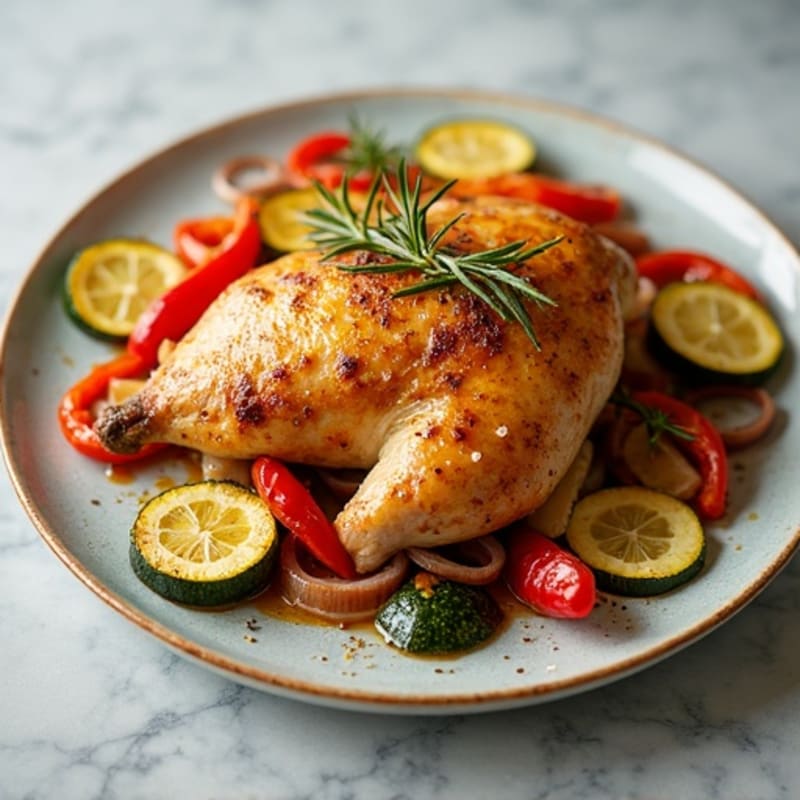 Lemon-Garlic Roasted Chicken with Crispy Roasted Vegetables
