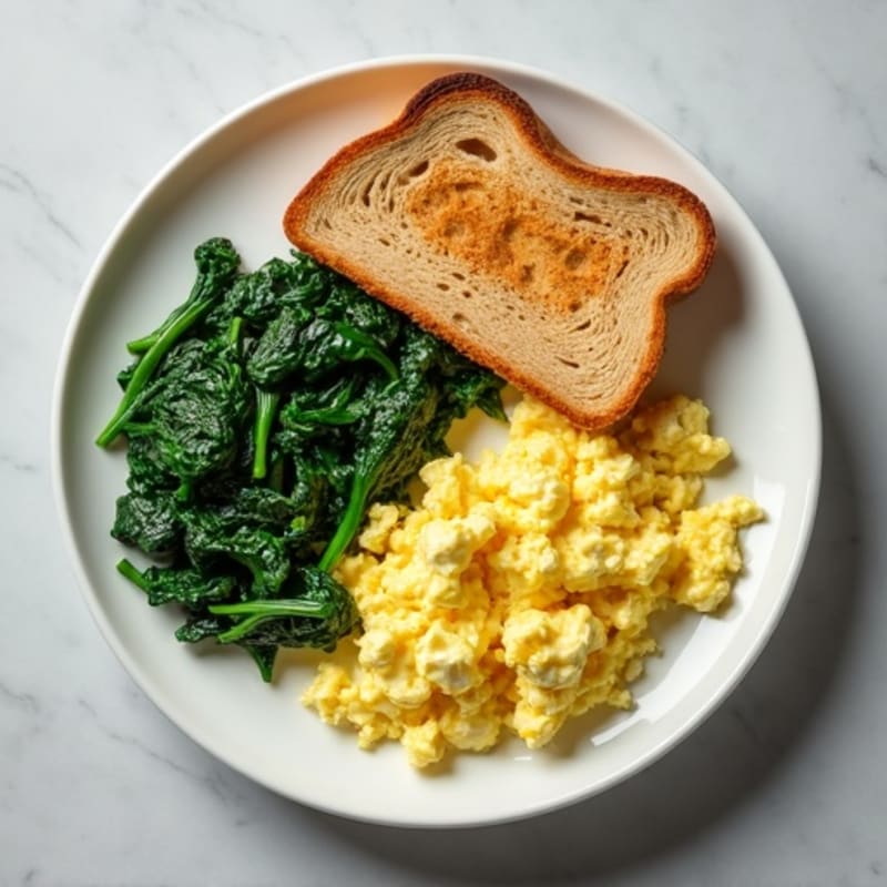Egg White Scramble with Cottage Cheese and Sautéed Spinach