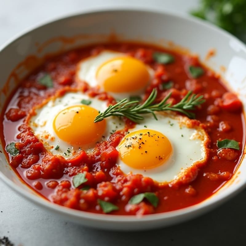 Eggs Baked in Hearty Tomato Pepper Sauce