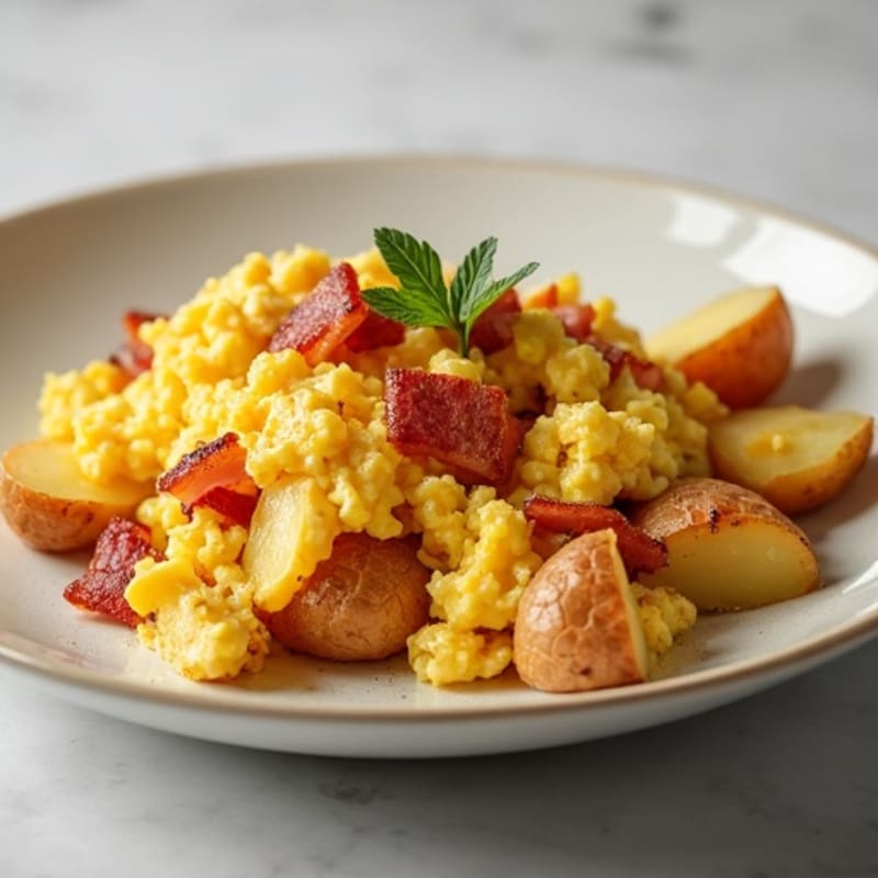 Egg and Bacon Scramble with Roasted Potatoes