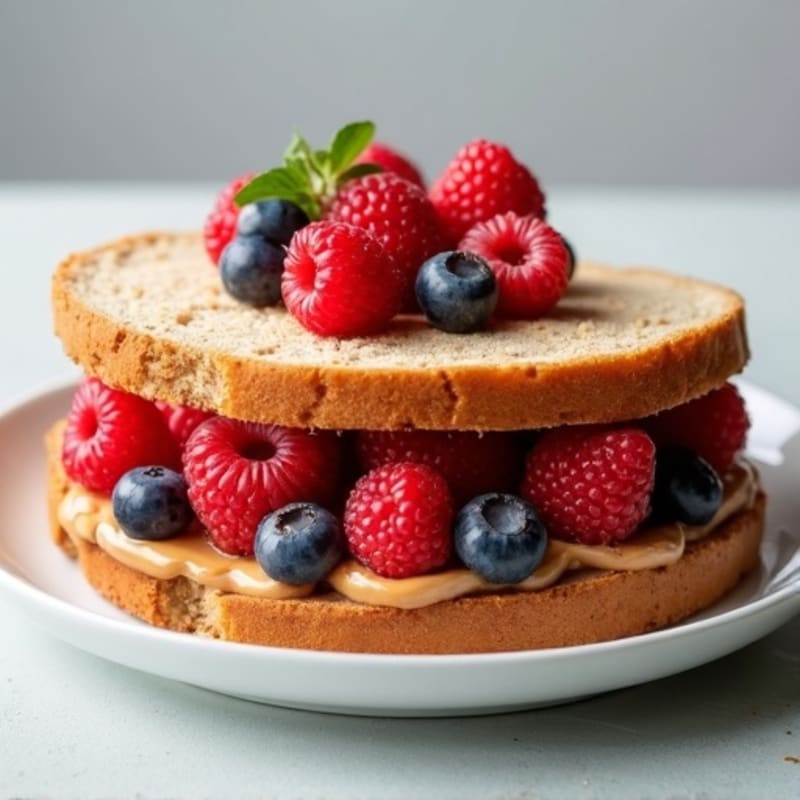 Crispy Whole Wheat Peanut Butter and Fresh Berry Sandwich