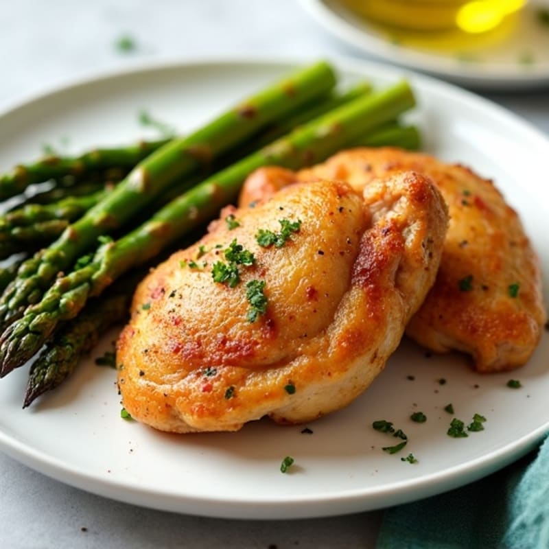 Crispy Baked Chicken Thighs with Roasted Asparagus