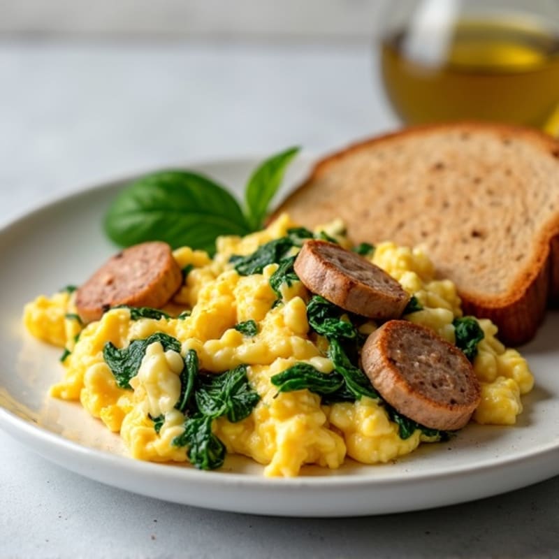 Scrambled Egg Whites with Spinach and Turkey Sausage