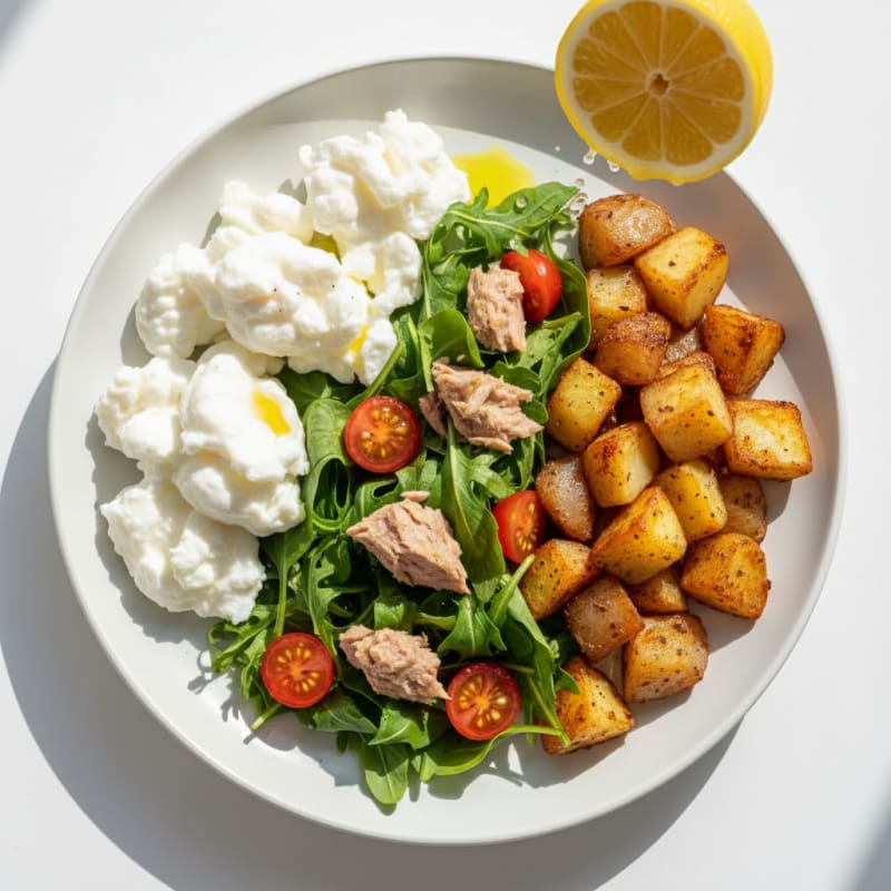 Scrambled Egg Whites with Crispy Potato and Fresh Salad
