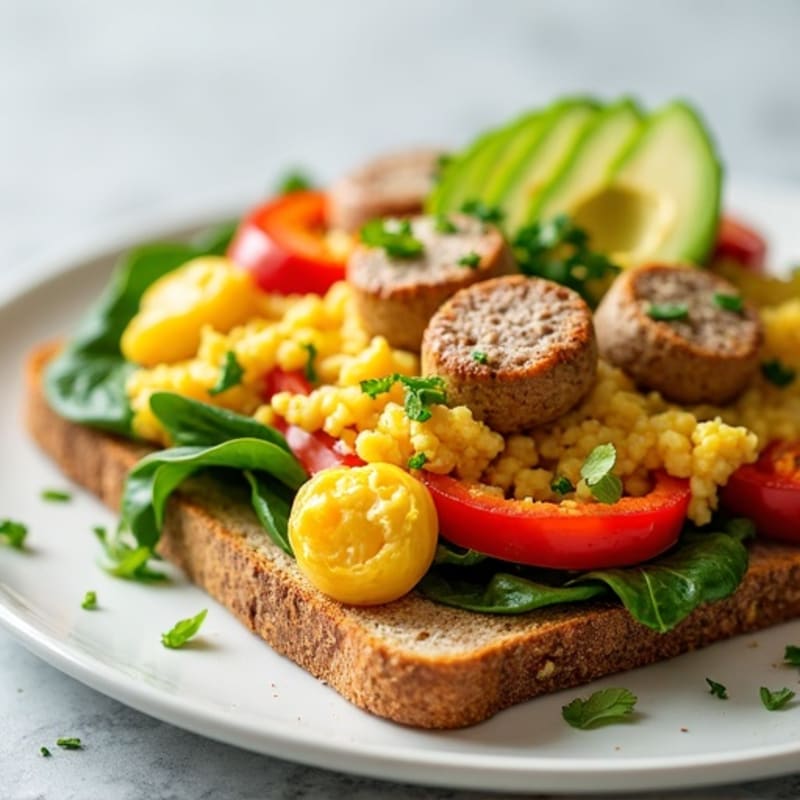 Egg White Veggie Scramble with Turkey Sausage