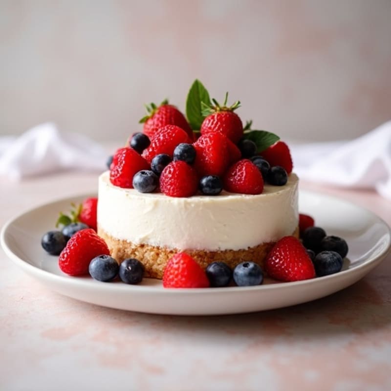 Greek Yogurt Protein Cheesecake with Mixed Berries