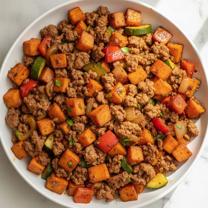 Ground Beef and Sweet Potato Skillet