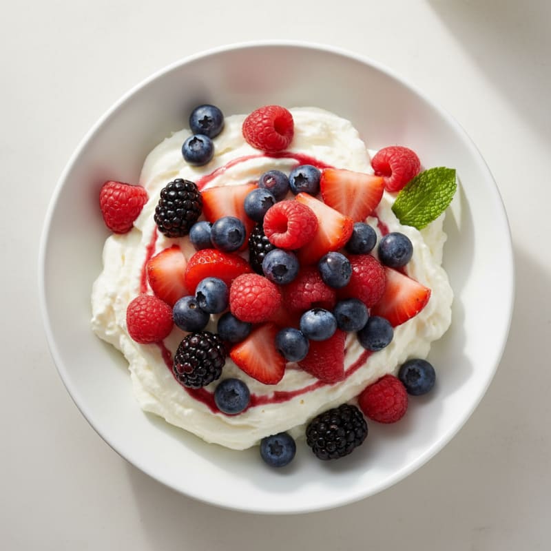Greek Yogurt Protein Mousse with Mixed Berries