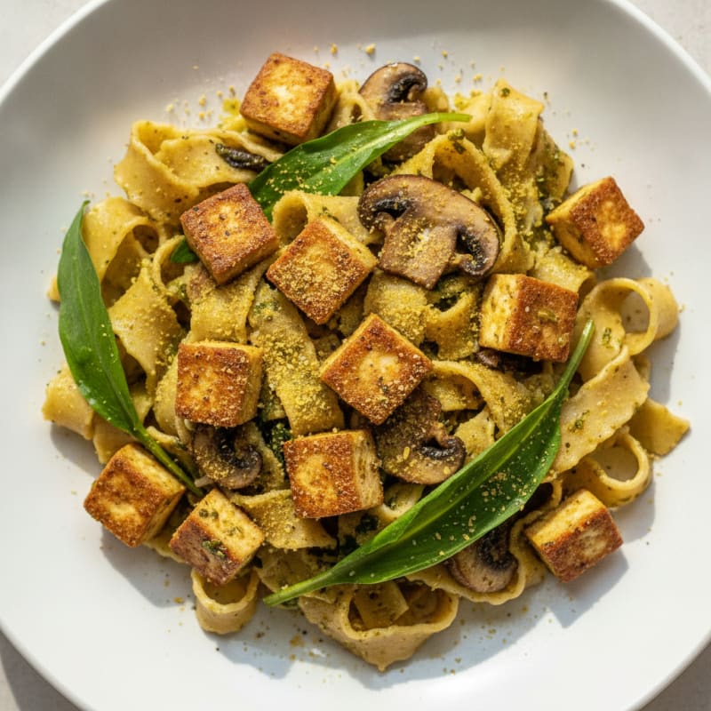 Wild Garlic Tofu Ragout with Pappardelle