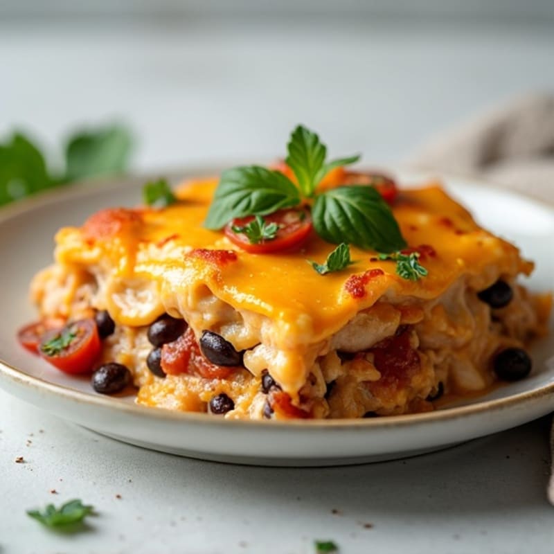 Creamy Chicken and Black Bean Enchilada Bake