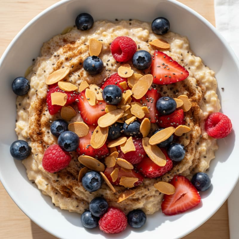 Berry Protein Oats with Toasted Almonds