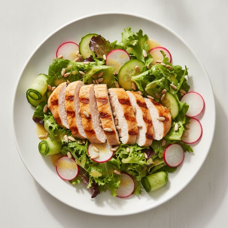 Grilled Chicken Salad with Crunchy Greens