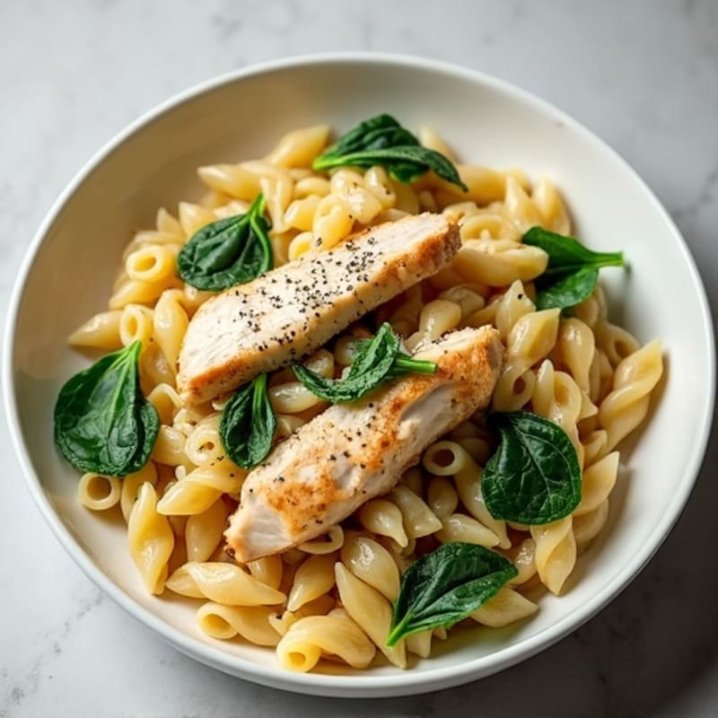 Creamy Chicken and Spinach Whole Wheat Pasta