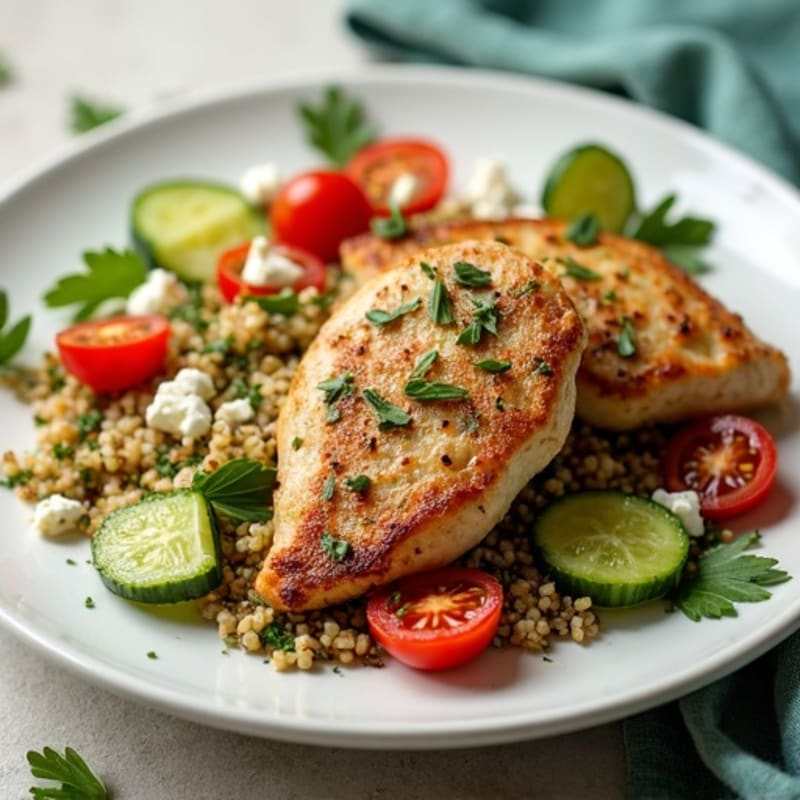 Pan-Seared Herb Chicken with Mediterranean Quinoa