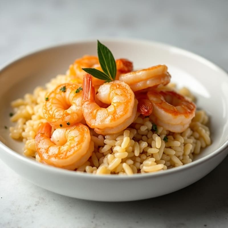 Garlic Shrimp with Creamy Cheesy Brown Rice