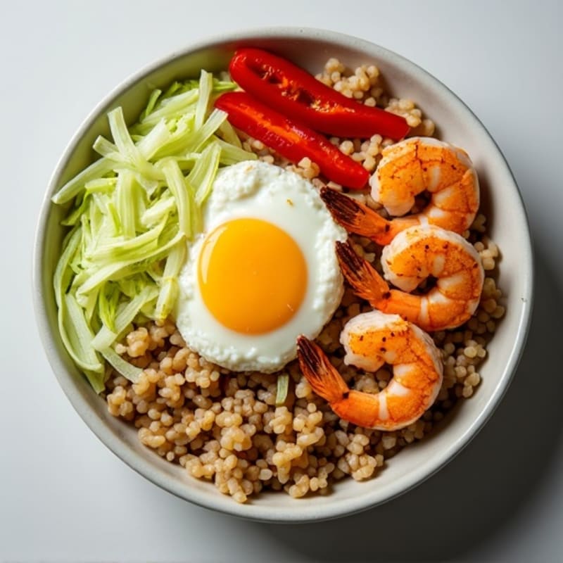 Grilled Shrimp and Cabbage Rice Bowl