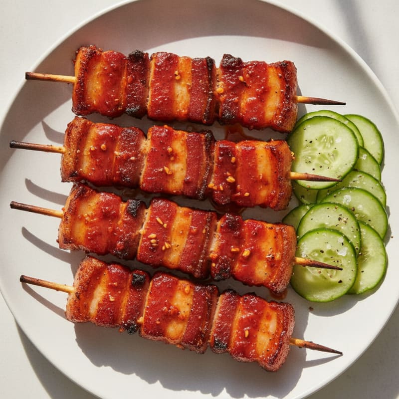 Spicy Gochujang Pork Belly Skewers