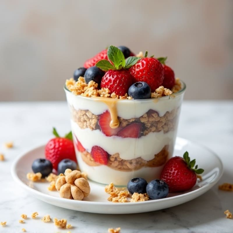Creamy Greek Yogurt Parfait with Almond Butter and Mixed Berries