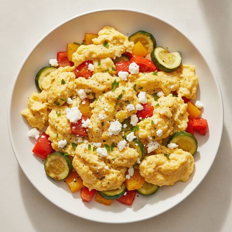 Hearty Scrambled Eggs with Roasted Vegetables